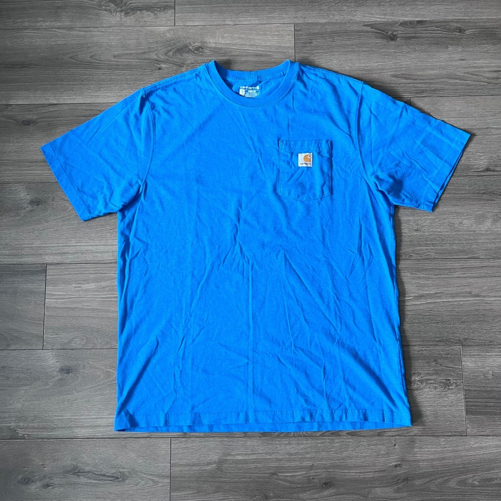 Carhartt Mens XL Tall Blue Loose Fit Heavyweight Pocket T-Shirt K87